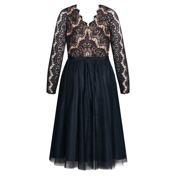 NWT City Chic Dress Rare Beauty FF Navy M = 18 = 2X - Picture 3 of 5